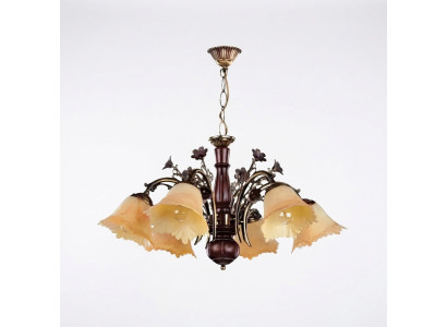 Deckenlampe Blumen Deckenleuchter Lüster Kronleuchter Lampe Glas Beige