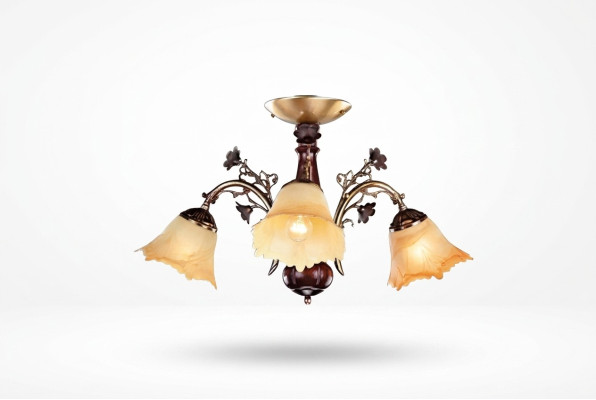 Deckenlampe Blumen Deckenleuchter Lüster Kronleuchter Lampe Glas Braun