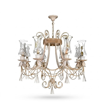 Luxus Deckenleuchter Lüster Kronleuchter Deckenlampe Lampen Glas Beige
