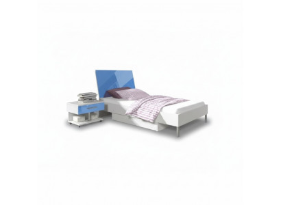 Bett + Nachttisch - Kinderzimmer Schlafzimmer Möbel Betten Blau 2tlg. Set Neu