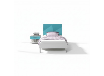 Bett + Nachttisch - Schlafzimmer Möbel Kinderzimmer Betten Blau 2tlg. Set Neu
