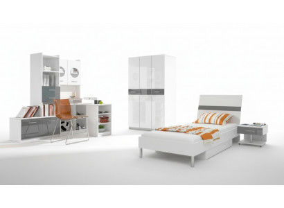 Graues Kinderzimmer Komplett Einzelbett Kleiderschrank Kommode 5tlg Jugendzimmer