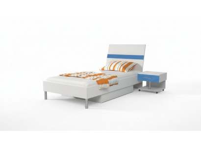 Bett + Nachttisch Schlafzimmer Jugendzimmer Kinderzimmer Set Möbel 2tlg. Blau