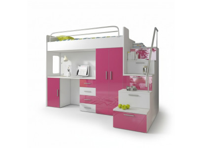 Doppelstockbett Rosa Tisch Schrank Multifunktion Etagen Hochbett Kinderzimmer