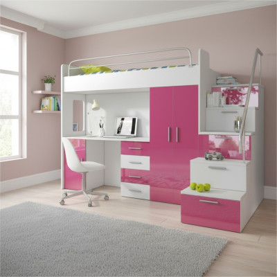 Doppelstockbett Etagenbett Bett Kinderbett Jugendbett Hochbett Rosa Kinderzimmer