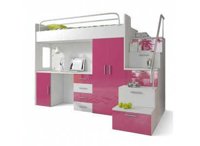 Doppelstockbett Etagenbett Bett Kinderbett Jugendbett Hochbett Rosa Kinderzimmer