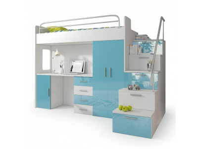 Doppelstockbett Etagenbett Bett Kinderbett Jugendbett Hochbett Blau Kinderzimmer