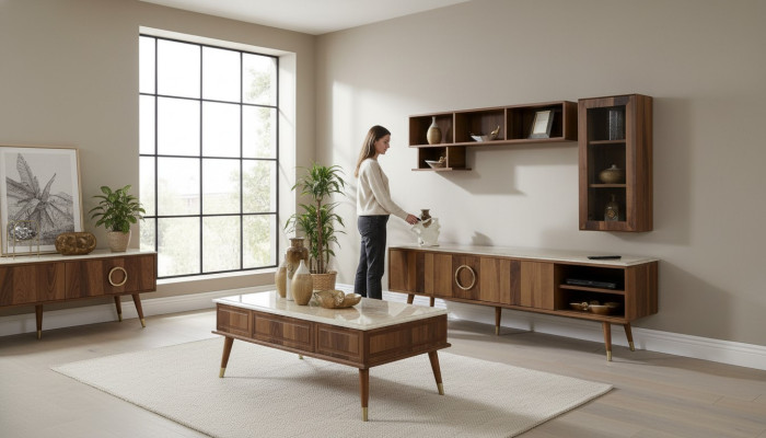 Design Wohnwand Schrankwand Schrank Regal Sideboard Fernseh Lowboard tv rtv