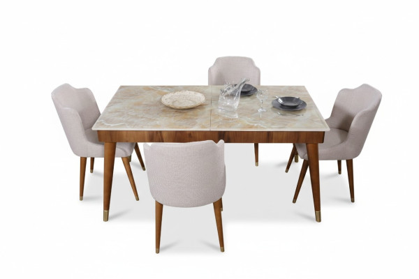Esszimmer Holz Tische Essgruppe Set Stuhl Gruppe Neu Tisch 4x Design Stühle 5tlg