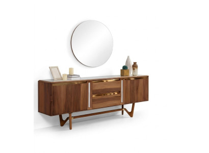Sideboard Kommoden Set Italienische Möbel 2tlg. Schrank Holz Kommode mit Spiegel