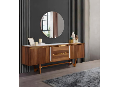 Sideboard Kommoden Set Italienische Möbel 2tlg. Schrank Holz Kommode mit Spiegel