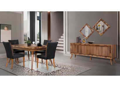 Esszimmer Set Esstisch 4 Stühle Anrichte Tische Holz Design Gruppe Garnitur 6tlg