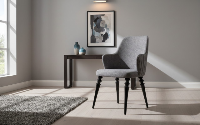 Wohnzimmer Esszimmer Stuhl Holz Sessel Möbel Lehnstuhl Stuhl Luxus Möbel Grau