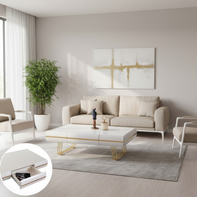 Couchtisch Tisch Beistelltisch Wohnzimmer Beistelltisch Moderne Tische weiß gold
