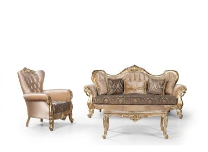 Chesterfield Sofagarnitur Couch Polster Möbel Barock Rokoko Tisch 3tlg