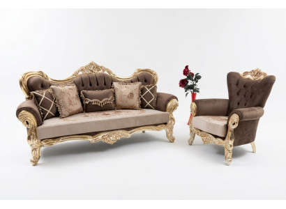Klassische Sofagarnitur Couch Wohnzimmer Möbel einrichtung 3+1 Sitz Sofa