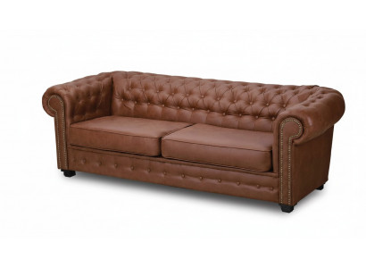 Dreisitzer Couch Textil Braun Sofa Polster Möbel Einrichtung Sofas Couchen