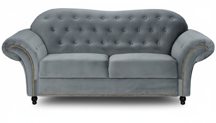 Zweisitzer Graue Chesterfield Couch Polster Möbel Stoff Couchen Sofas Textil