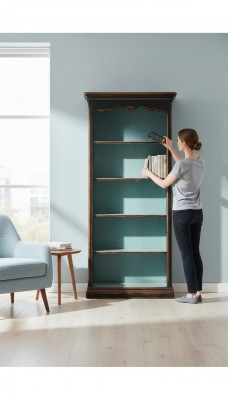 Regal Schrank Bücherschrank für Büro Bücherregal Braun Hochschrank Echtholz Neu