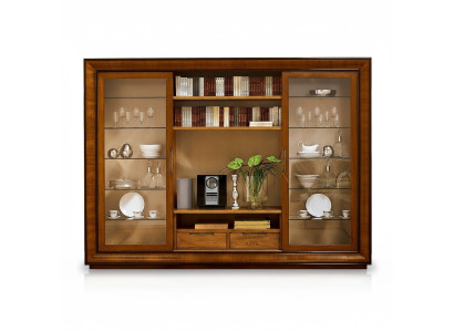 Wohnzimmer Schrank Wohnwand Regal Vitrine XXL Wohnwände Italienische Möbel Holz