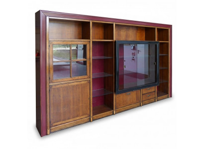 Einbau Schrank Regal Vitrine xxl Schränke Wohnwand Glasschrank Anbau Wand Holz