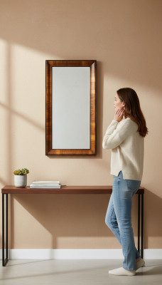 Luxus Spiegel Steht Wandspiegel Stand Spieglein Echter Holzrahmen Möbel
