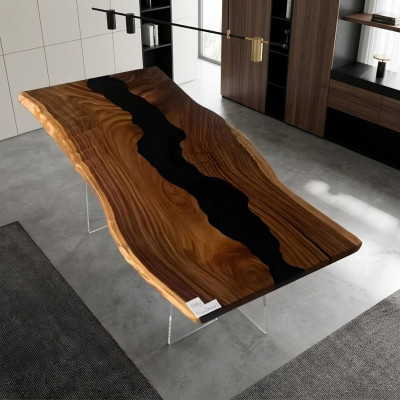 Epoxid Harz Fluss Tisch Echtes Holz Schwarz Wasser Tissche Epoxy Möbel Neu