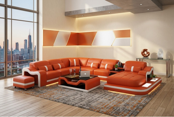 XXL Wohnlandschaft Ecksofa Polster Eckgarnitur Eckcouch Sofa Polster Sitz Ecke