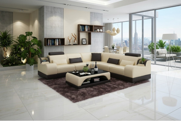 Ecksofa L-Form Wohnlandschaft Designer Sofa Couch Polster Sitz Garnitur Leder