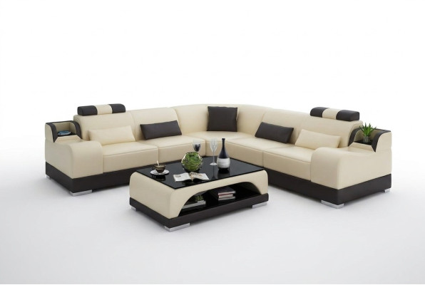Ecksofa L-Form Wohnlandschaft Designer Sofa Couch Polster Sitz Garnitur Leder