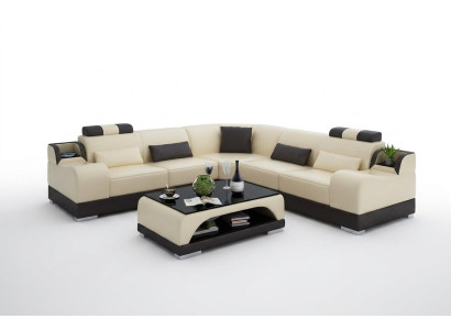 Ecksofa L-Form Wohnlandschaft Designer Sofa Couch Polster Sitz Garnitur Leder