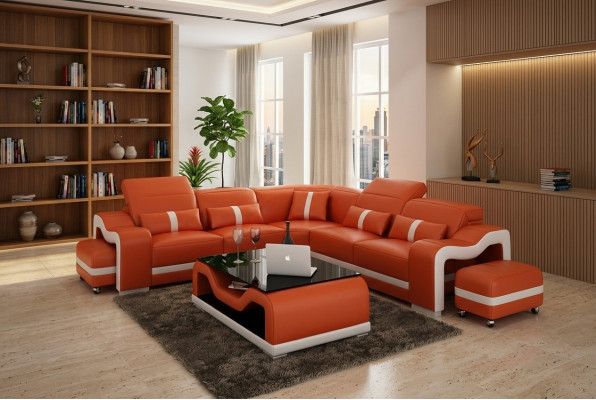 Desing Ecksofa Sofa Couch Leder Eck L Form Wohnlandschaft Polster Eckgarnitur