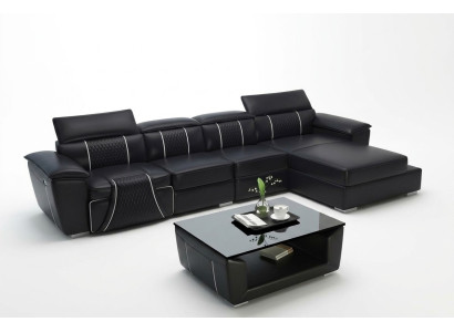 Ecksofa L-Form Sofa Couch Design Couch Polster Leder Modern Relax Automatik Neu