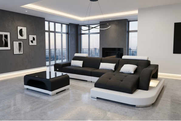 Eck Sofa Polster Tisch Couchen Sofas Wohnlandschaft + USB Luxus Garnitur Ecke