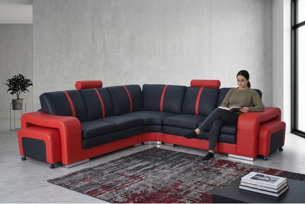 Moderne Ecksofa Couch Polster Eckgarnitur Sofa Eck Garnitur + USB Wohnlandschaft