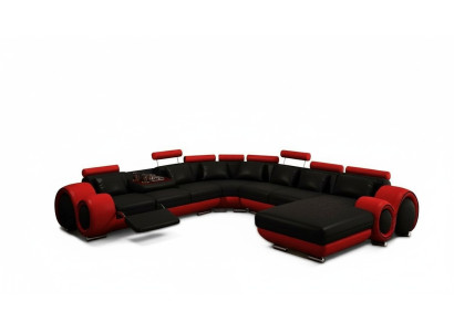 Ledersofa Couch Wohnlandschaft Ecksofa Eck Garnitur Design Modern Sofa mit USB