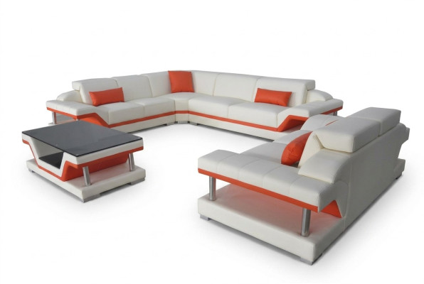 Moderne Ecksofa Couch Polster Eckgarnitur Wohnlandschaft Sofa Eck Garnitur + USB