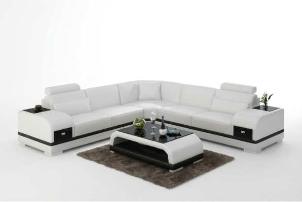 Ledersofa Couch Wohnlandschaft Ecksofa Eck Garnitur Design Modern Sofa G8013B