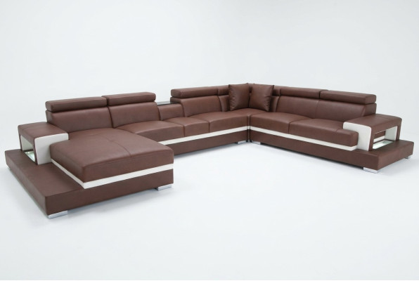 Design Leder Polster Sitz Zimmer Wohn Sofa Eck Couch mit USB Designer Garnitur