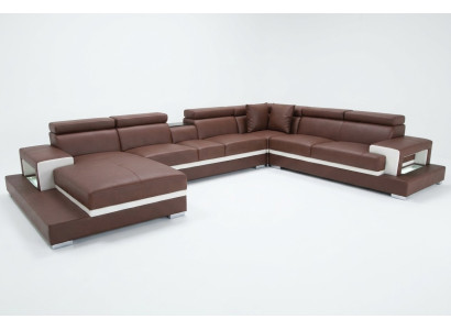 Design Leder Polster Sitz Zimmer Wohn Sofa Eck Couch mit USB Designer Garnitur