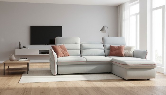 Design Ecksofa Couch Wohnlandschaft Textil Polster Sofas Leder Multifunktion