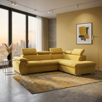 Design Ecksofa L-Form Sofa Couch Polster Schlafsofa Textil Bettfunktion Schlaf