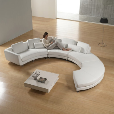 Rundsofa mit USB Runde Couch Wohnlandschaft Ecksofa Sofa Eck Polster Garnitur