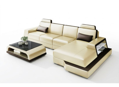 Modern Eckcouch Design Sofa Polster Ecke Wohnlandschaft Leder Textil Couch LED
