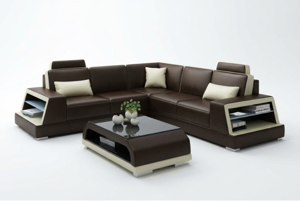 Ecksofa L-Form G8045B Eck Sofa Polster Couch Sitz Ecke Leder Garnitur Moderne