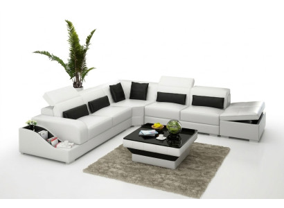 Ledersofa Couch Wohnlandschaft Ecksofa Eck Garnitur Design Modern Sofa mit USB