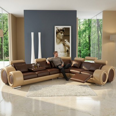 LEDER SOFA ECKCOUCH DESIGN SOFA LEDERCOUCH ECKSOFA WOHNLANDSCHAFT SCHWARZ WEIß