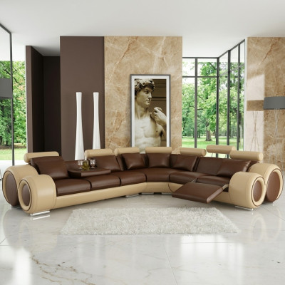 LEDER SOFA ECKCOUCH DESIGN SOFA LEDERCOUCH ECKSOFA WOHNLANDSCHAFT SCHWARZ WEIß