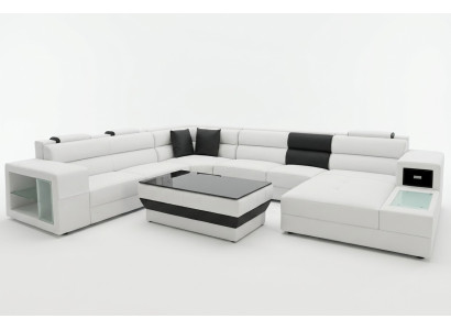 Ecksofa Eckgarnitur Eckcouch Sofa Couch Polster Wohnlandschaft Tisch LED USB Neu