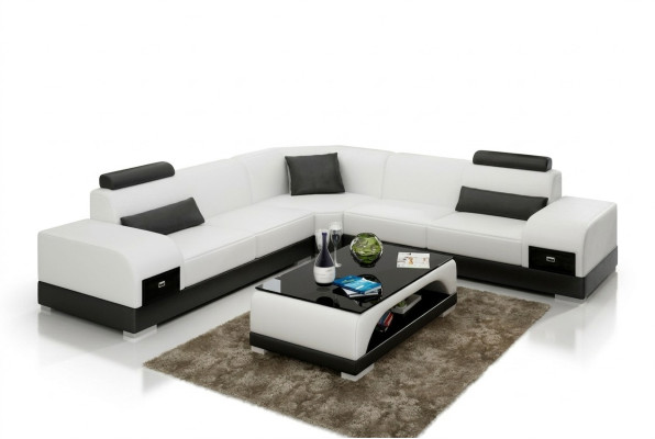 Ledersofa Couch Wohnlandschaft Ecksofa Eck Garnitur Design Modern Sofa USB Neu